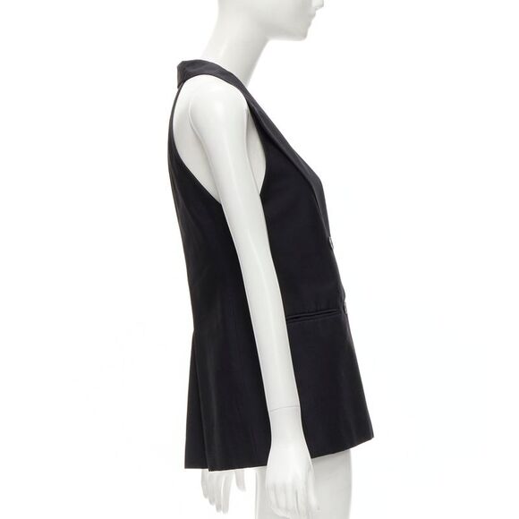 STELLA MCCARTNEY 100% silk black double breasted halter neck tux top IT36 XXS - Picture 5 of 8